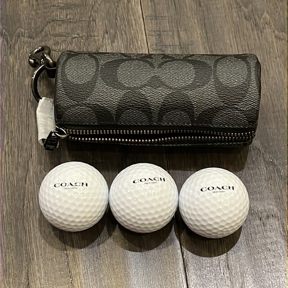 Coach Other - Coach New York set of 3 Golf Balls with signature case black charcoal key ring